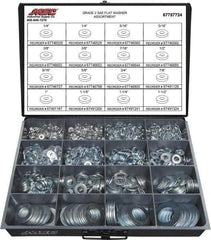 Value Collection - 1840 Piece, 1/4 to 1-1/2" Screw, Grade 2 Steel SAE Flat Washer Assortment - Includes 1/4 to 1-1/2" Screw & Compartmented Storage Case - Industrial Tool & Supply