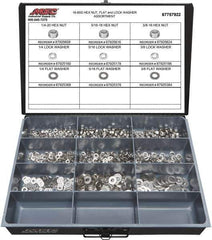 Value Collection - 1/4-20 to 3/8-16 Thread, 750 Piece Stainless Steel Nut & Washer Assortment - Grade 18-8 - Industrial Tool & Supply