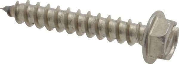 Value Collection - #8 Hex Washer Head Slotted Sheet Metal Screw - Stainless Steel, 1" Length Under Head, Grade 18-8 - Industrial Tool & Supply