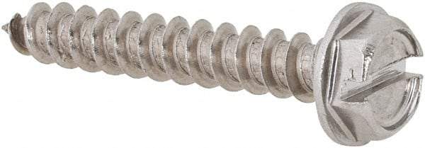 Value Collection - #10 Hex Washer Head Slotted Sheet Metal Screw - Stainless Steel, 1-1/4" Length Under Head, Grade 18-8 - Industrial Tool & Supply