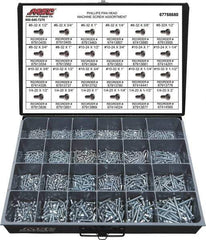 Value Collection - 1,200 Piece, #6-32 to 1/4-20, Steel Machine Screw Assortment - Pan Head, Phillips Drive, 1/2 to 2" Long, Grade 2 - Industrial Tool & Supply