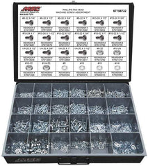 Value Collection - 1,975 Piece, #8-32 to 1/4-20, Steel Machine Screw Assortment - Pan Head, Phillips Drive, 1/4 to 1-1/2" Long, Grade 2 - Industrial Tool & Supply