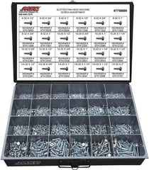 Value Collection - 2,100 Piece, #6-32 to 1/4-20, Steel Machine Screw Assortment - Pan Head, Slotted Drive, 1/2 to 2" Long, Grade 2 - Industrial Tool & Supply