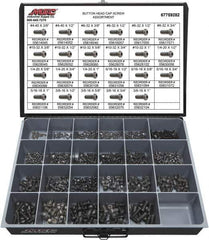 Value Collection - 850 Piece Alloy Steel Button Head Cap Screws - #4-40 to 3/8-16 Thread - Industrial Tool & Supply