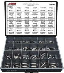 Value Collection - 190 Piece, 1/4x3/8 to 3/8 x 1-1/2, Alloy Steel Shoulder Screw Assortment - Socket Cap Head, Hex Socket Drive, 3/8 to 2" Long - Industrial Tool & Supply