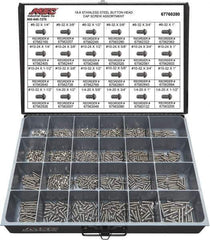 Value Collection - 800 Piece Stainless Steel Button Head Cap Screws - #8-32 to 1/4-20 Thread, 18-8 - Industrial Tool & Supply
