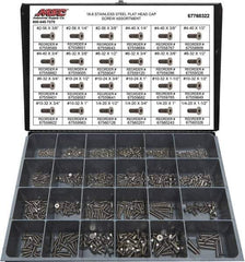 Value Collection - 1,095 Piece Stainless Steel Flat Head Cap Screws - #2-56 to 1/4-20 Thread, 18-8 - Industrial Tool & Supply