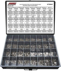 Value Collection - 2,200 Piece, #6-32 to 1/4-20, Stainless Steel Machine Screw Assortment - Round Head, Slotted Drive, 1/2 to 2" Long, Grade 18-8 - Industrial Tool & Supply