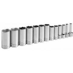 SK - 3/8" Drive Deep Socket Set - 1/4 to 1", Inch Measurement Standard - Industrial Tool & Supply