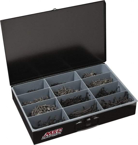 Value Collection - 2,300 Piece, #6 to #8, Steel Fine Thread Drywall Screw Assortment - Phillips Drive, 1 to 3" Long, Grade 2 - Industrial Tool & Supply