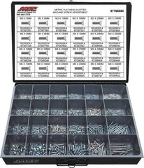 Value Collection - 820 Piece, M3x5.00 to M5x25.00, Steel Machine Screw Assortment - Flat Head, Slotted Drive, 5 to 50mm Long, Grade 2 - Industrial Tool & Supply