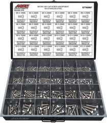 Value Collection - 330 Piece Stainless Steel Hex Head Cap Screws - M5 to M12 Thread, 18-8 - Industrial Tool & Supply