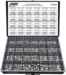 Value Collection - 240 Piece Stainless Steel Socket Head Cap Screws - M6 to M12 Thread, 18-8 - Industrial Tool & Supply