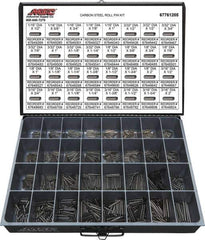Value Collection - 157 Piece, 1/16 to 3/16" Pin Diam, Spring Pin Assortment - 1/2 to 2" Long, Grade 2 Steel - Industrial Tool & Supply