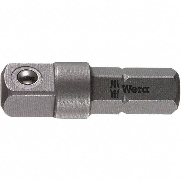 Wera - Socket Adapters & Universal Joints Type: Square-Drive to Hex Bit Adapter Male Size: 1/4 - Industrial Tool & Supply