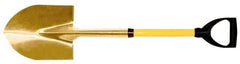 Ampco - 11-1/4" High x 9" Wide Round Aluminum Bronze Shovel - 37" Long Fiberglass D-Grip Handle - Industrial Tool & Supply