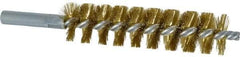 Schaefer Brush - 4" Brush Length, 1" Diam, Double Stem, Single Spiral Tube Brush - 6-1/4" Long, Brass, 12-24 Female Connection - Industrial Tool & Supply