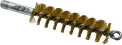 Schaefer Brush - 4-1/2" Brush Length, 1-1/4" Diam, Double Stem, Single Spiral Tube Brush - 8" Long, Brass, 1/4" NPSM Male Connection - Industrial Tool & Supply