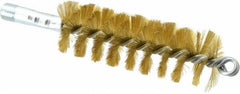 Schaefer Brush - 4-1/2" Brush Length, 1-1/2" Diam, Double Stem, Single Spiral Tube Brush - 8" Long, Brass, 1/4" NPSM Male Connection - Industrial Tool & Supply