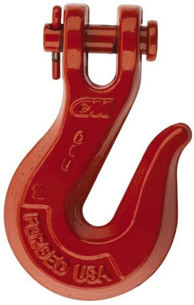 CM - 5/16 Inch Chain Diameter, Grade 80 Clevis Hook - 4,500 Lbs. Load Capacity, 3/08 Inch Inside Diameter, 25/64 Inch Pin Diameter, 7/16 Inch Hook Throat, 2-9/32 Inch Hook Width - Industrial Tool & Supply