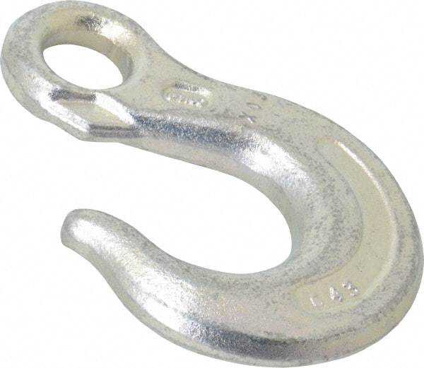 CM - 5,400 Lb Capacity, Chain Grade 43, Carbon Steel Eye Hook - 3-1/4" Reach, 11/16" Eye ID, 3/8" Chain Diam - Industrial Tool & Supply