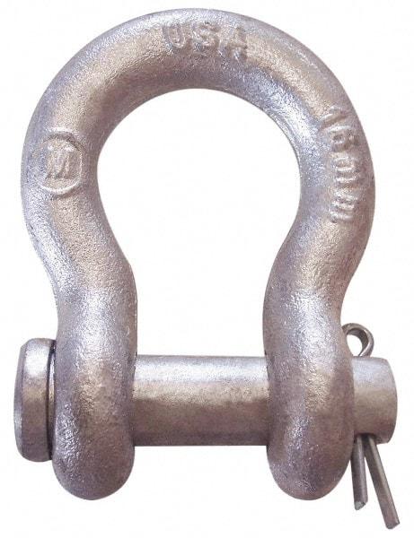 CM - 5/8" Nominal Chain Size, 3 Ton Carbon Steel Loose Anchor Shackle - 5/8" Diam, 3/4" Pin Diam, 2-7/16" High x 1-1/16" Wide Inside Jaw, 1-9/16" Inside Width, 1-7/16" Max Body Thickness - Industrial Tool & Supply