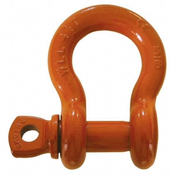 CM - 2" Nominal Chain Size, 43 Ton Alloy Steel Screw Anchor Shackle - 2" Diam, 2-1/4" Pin Diam, 7-3/4" High x 3-1/4" Wide Inside Jaw, 5-3/4" Inside Width, 4-7/8" Max Body Thickness - Industrial Tool & Supply