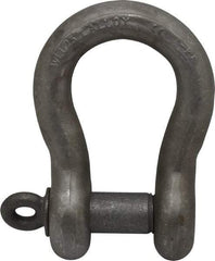 CM - 1-1/2" Nominal Chain Size, 25. Ton Alloy Steel Screw Anchor Shackle - 1-1/2" Diam, 1-5/8" Pin Diam, 5-3/4" High x 2-3/8" Wide Inside Jaw, 3-7/8" Inside Width, 3-1/2" Max Body Thickness - Industrial Tool & Supply