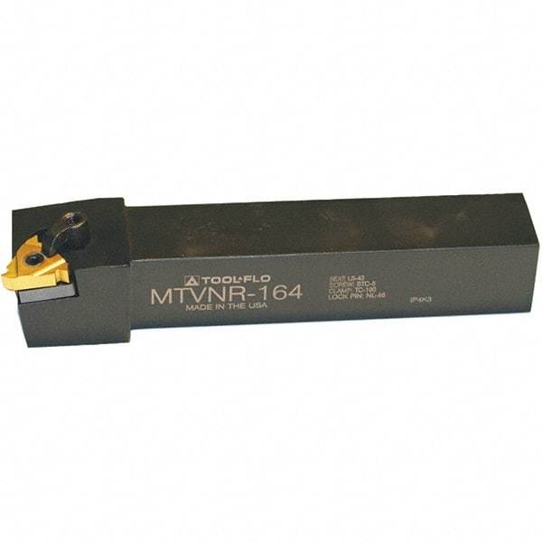 Tool-Flo - External Thread, Right Hand Cut, 1" Shank Width x 1" Shank Height Indexable Threading Toolholder - 6" OAL, L43 Insert Compatibility, MTVN Toolholder, Series Laydown - Industrial Tool & Supply