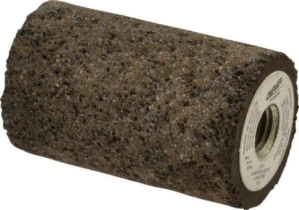 Norton - Type 18, 2" Max Diam, 3" Head Thickness, 20 Grit Square Tip Plug - Zirconia Alumina, Very Coarse Grade, 5/8-11 Shank Thread - Industrial Tool & Supply