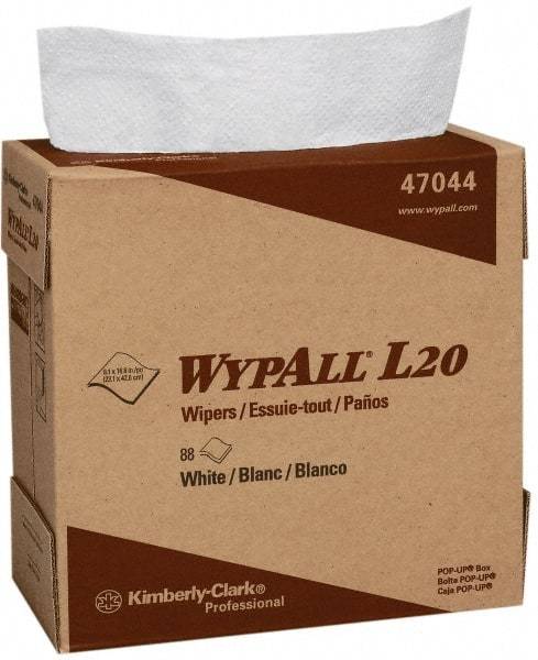 WypAll - L20 Dry General Purpose Wipes - Pop-Up, 16-3/4" x 9" Sheet Size, White - Industrial Tool & Supply
