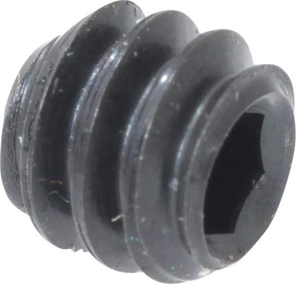 Unbrako - #6-32 UNC, 1/8" OAL, Cup Point Set Screw - Grade 8 Alloy Steel, 1/16" Key - Industrial Tool & Supply