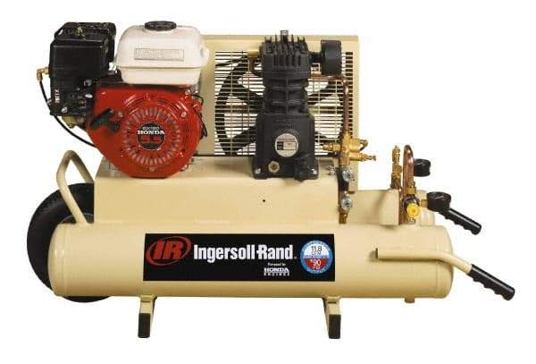 Ingersoll-Rand - 5.5 HP Stationary Gas Air Compressor - Honda Engine, Horizontal Configuration, Twin 8 Gallon, 11.8 CFM, 135 Max psi - Industrial Tool & Supply