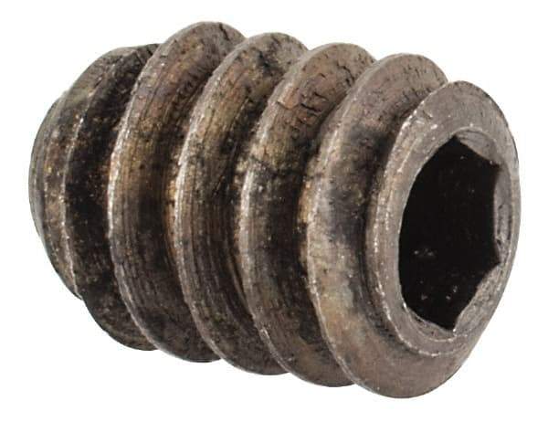 Unbrako - #10-24 UNC, 1/4" OAL, Cup Point Set Screw - Grade 8 Alloy Steel, 3/32" Key - Industrial Tool & Supply