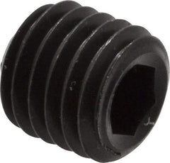 Unbrako - 1/4-28 UNF, 1/4" OAL, Cup Point Set Screw - Grade 8 Alloy Steel, 1/8" Key - Industrial Tool & Supply