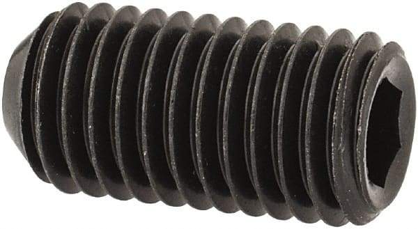 Unbrako - 1/4-28 UNF, 1/2" OAL, Cup Point Set Screw - Grade 8 Alloy Steel, 1/8" Key - Industrial Tool & Supply