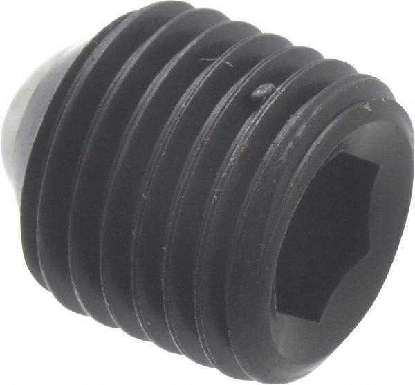 Unbrako - 3/8-24 UNF, 3/8" OAL, Cup Point Set Screw - Grade 8 Alloy Steel, 3/16" Key - Industrial Tool & Supply