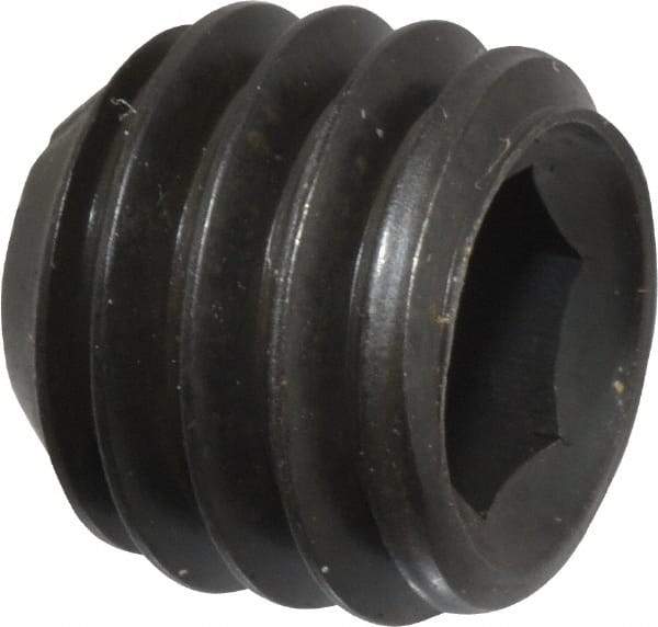 Unbrako - 7/16-14 UNC, 3/8" OAL, Cup Point Set Screw - Grade 8 Alloy Steel, 7/32" Key - Industrial Tool & Supply