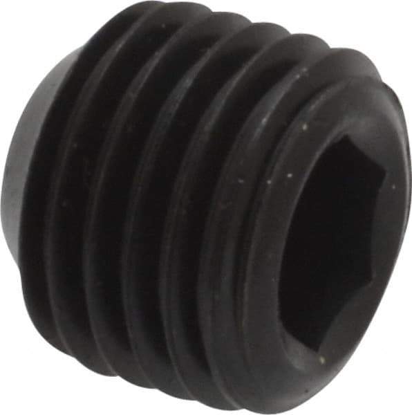 Unbrako - 7/16-20 UNF, 3/8" OAL, Cup Point Set Screw - Grade 8 Alloy Steel, 7/32" Key - Industrial Tool & Supply