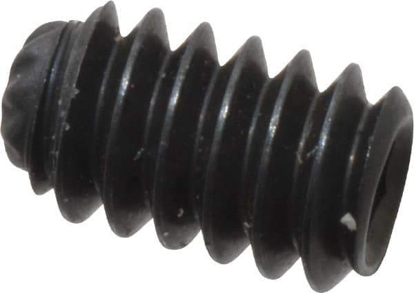 Unbrako - #4-40 UNC, 3/16" OAL, Knurled Cup Point Set Screw - Grade 8 Alloy Steel, 1/2" Key - Industrial Tool & Supply