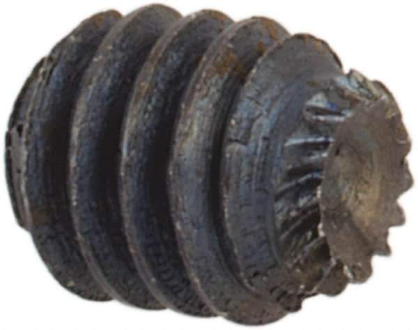 Unbrako - #4-48 UNF, 1/8" OAL, Knurled Cup Point Set Screw - Grade 8 Alloy Steel, 1/2" Key - Industrial Tool & Supply