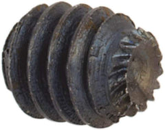 Unbrako - #4-48 UNF, 1/8" OAL, Knurled Cup Point Set Screw - Grade 8 Alloy Steel, 1/2" Key - Industrial Tool & Supply