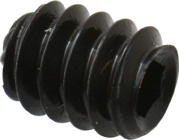 Unbrako - #6-32 UNC, 3/16" OAL, Knurled Cup Point Set Screw - Grade 8 Alloy Steel, 1/16" Key - Industrial Tool & Supply