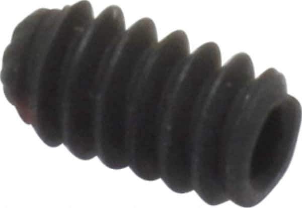 Unbrako - #6-32 UNC, 1/4" OAL, Knurled Cup Point Set Screw - Grade 8 Alloy Steel, 1/16" Key - Industrial Tool & Supply