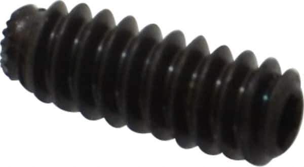 Unbrako - #6-32 UNC, 3/8" OAL, Knurled Cup Point Set Screw - Grade 8 Alloy Steel, 1/16" Key - Industrial Tool & Supply