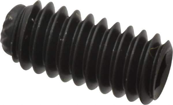 Unbrako - #8-32 UNC, 3/8" OAL, Knurled Cup Point Set Screw - Grade 8 Alloy Steel, 5/64" Key - Industrial Tool & Supply