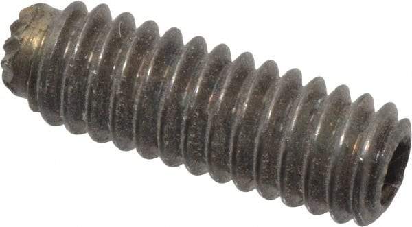 Unbrako - #8-32 UNC, 1/2" OAL, Knurled Cup Point Set Screw - Grade 8 Alloy Steel, 5/64" Key - Industrial Tool & Supply