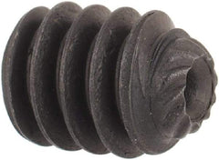 Unbrako - #10-24 UNC, 1/4" OAL, Knurled Cup Point Set Screw - Grade 8 Alloy Steel, 3/32" Key - Industrial Tool & Supply