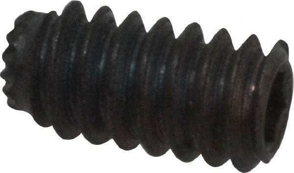 Unbrako - #10-24 UNC, 3/8" OAL, Knurled Cup Point Set Screw - Grade 8 Alloy Steel, 3/32" Key - Industrial Tool & Supply