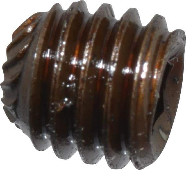 Unbrako - #10-32 UNF, 3/16" OAL, Knurled Cup Point Set Screw - Grade 8 Alloy Steel, 3/32" Key - Industrial Tool & Supply